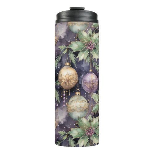 Luxury Radiance Purple and Gold Christmas Splendo Thermal Tumbler