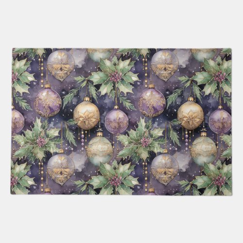 Luxury Radiance Purple and Gold Christmas Splendor Doormat