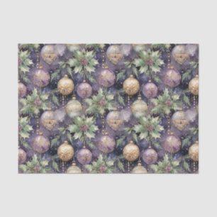 Luxury Radiance Purple and Gold Christmas Splendor Tissue Paper