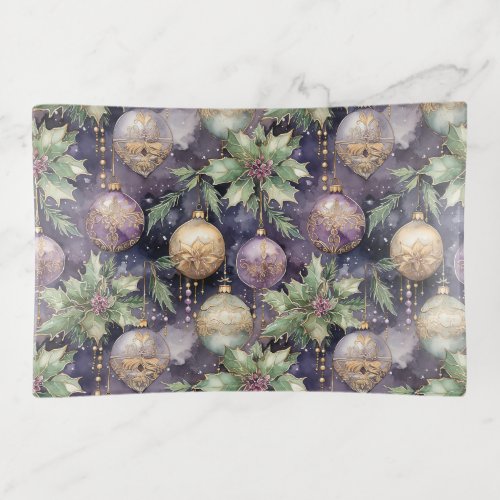 Luxury Radiance Purple and Gold Christmas Splendor Trinket Tray