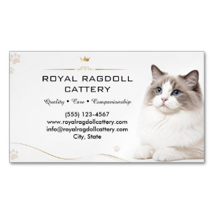Luxury Ragdoll Cat Breeder Business Card Magnet