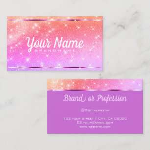 Luxury Rainbow Glitter Sand Sparkling Stars Chic Business Card