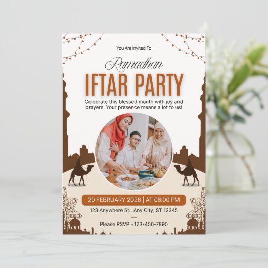 Luxury Ramadan Iftar Invitation | Elegant Islamic  (Standing Front)