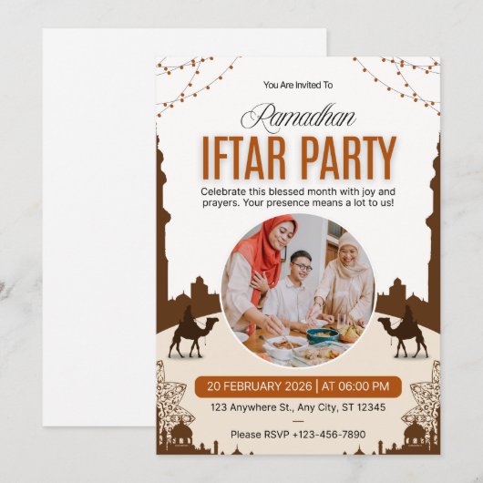 Luxury Ramadan Iftar Invitation | Elegant Islamic  (Front/Back)