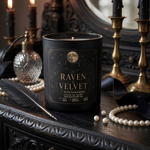 Luxury Raven & Velvet Halloween Candle Square Sticker