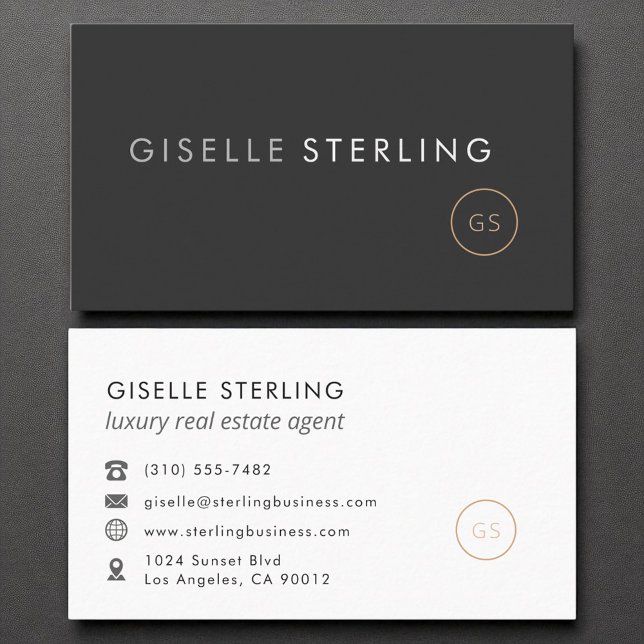 Luxury Real Estate Agent Black Elegant Modern Business Card (Creator Uploaded)
