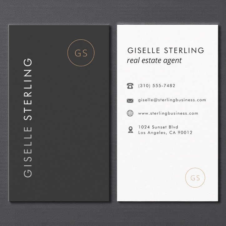Luxury Real Estate Agent Black Gold Elegant Modern Business Card
