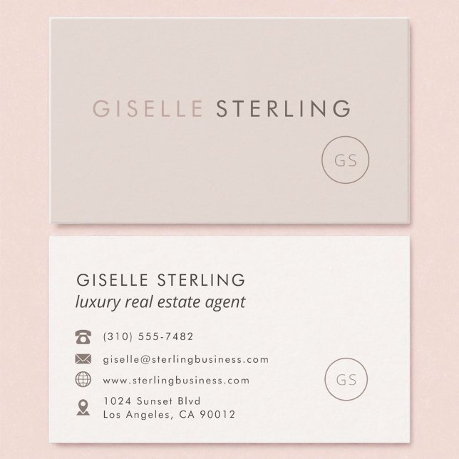 Luxury Real Estate Agent Blush Pink Minimalist Business Card (Creator Uploaded)