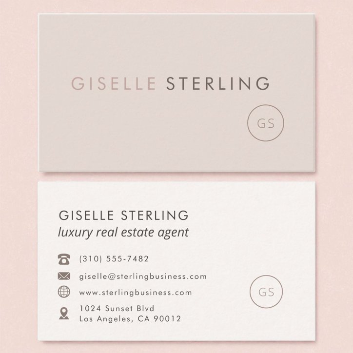 Luxury Real Estate Agent Blush Pink Minimalist Business Card