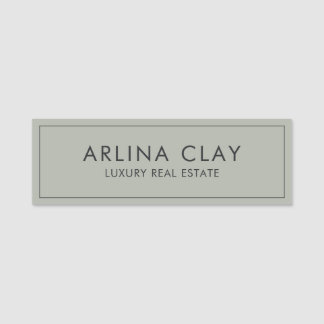 Luxury Real Estate Agent Name Tag Modern Sage Dust