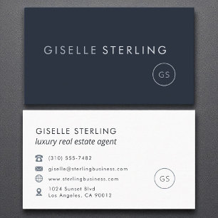 Luxury Real Estate Agent Navy Blue Modern  Business Card
