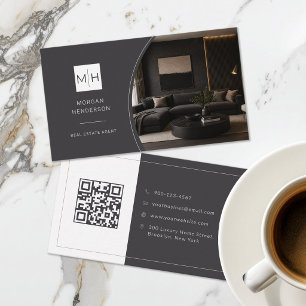 Luxury Real Estate Agent Photo QR Code Business Card