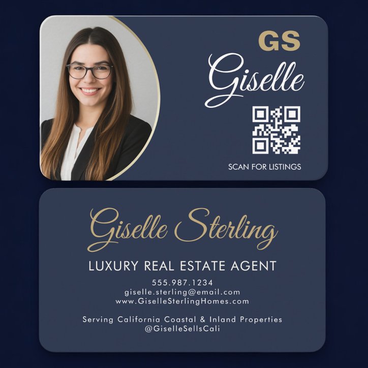 Luxury Real Estate Agent Photo QR Code Business Card
