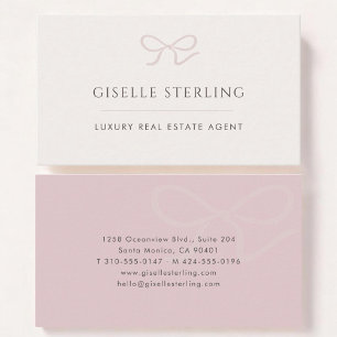 Luxury Real Estate Agent Pink Bow Business Card