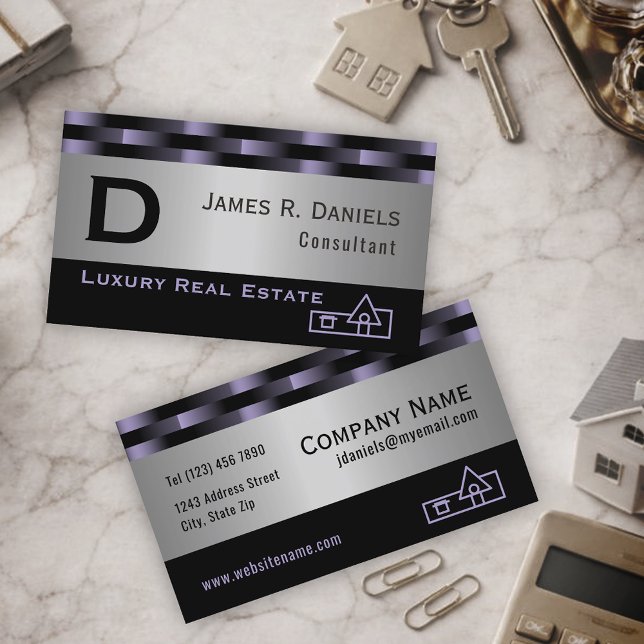 Luxury Real Estate Agent Professional Metallic Business Card (Creator Uploaded)