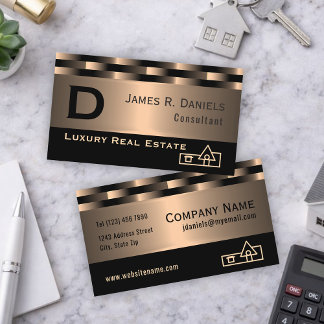 Luxury Real Estate Agent Professional Metallic Business Card