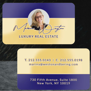 Luxury Real Estate Agent Purple Split Gold Foil Spot Gloss Business Cards