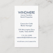 Luxury Real Estate Agent Realtor Property Manager Business Card (Back)