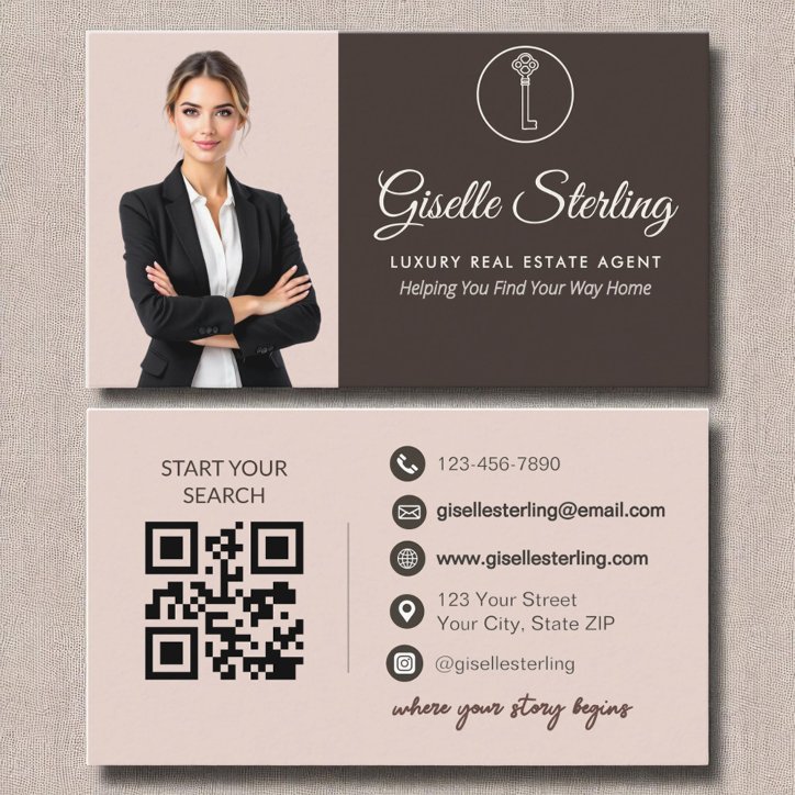 Luxury Real Estate Agent Terracotta Photo QR Code Business Card
