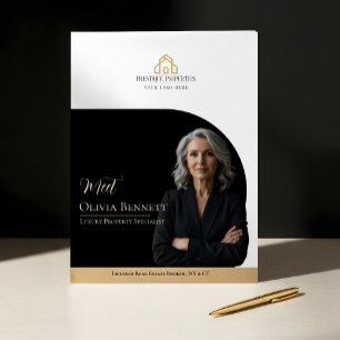 Luxury Real Estate Arch Frame Photo Black Gold Pocket Folder