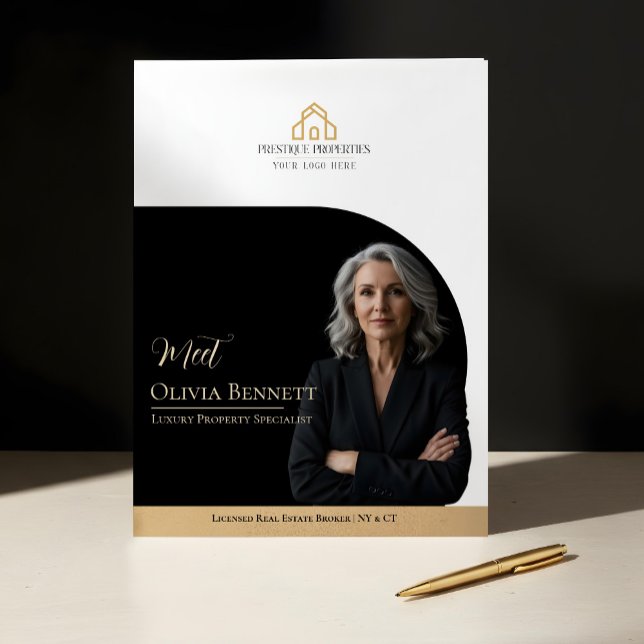Luxury Real Estate Arch Frame Photo Black Gold Pocket Folder (Luxury Real Estate Arch Frame Photo Black Gold Pocket Folder)