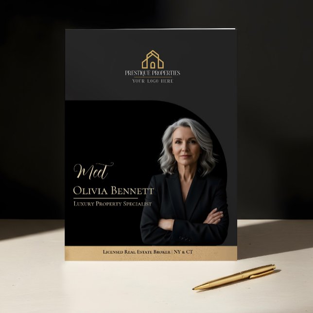 Luxury Real Estate Arch Frame Photo Black Gold Pocket Folder (Luxury Real Estate Arch Frame Photo Black Gold Pocket Folder)