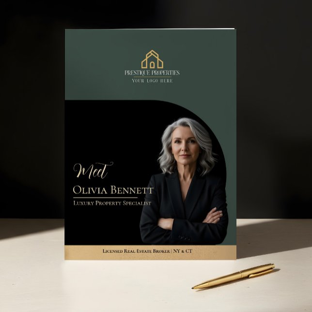 Luxury Real Estate Arch Frame Photo Black Gold Pocket Folder (Luxury Real Estate Arch Frame Photo Black Gold Pocket Folder)