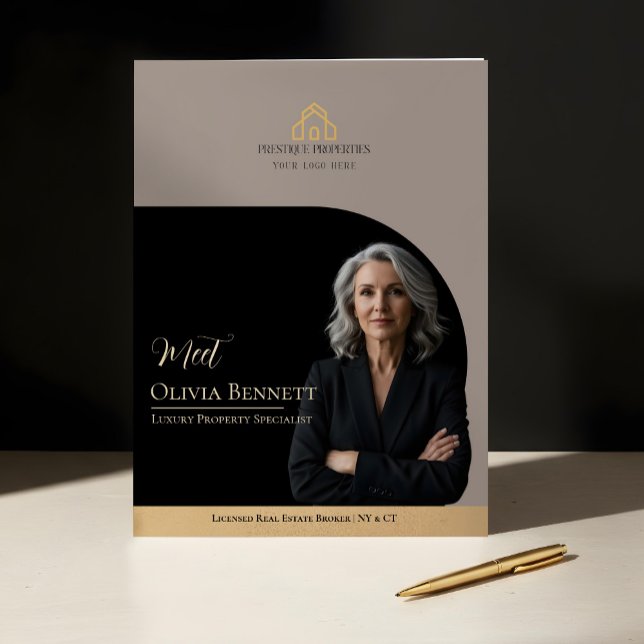 Luxury Real Estate Arch Frame Photo Black Gold Pocket Folder (Luxury Real Estate Arch Frame Photo Black Gold Pocket Folder)