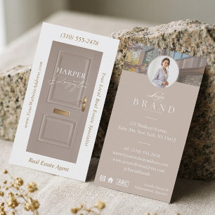 Luxury Real Estate Beige Door Professional Photo Business Card