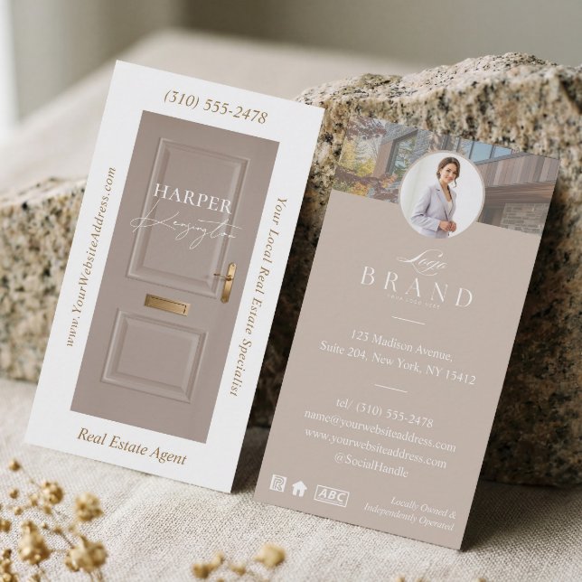 Luxury Real Estate Beige Door Professional Photo Business Card (Luxury Real Estate Beige Door Professional Photo Business Card)
