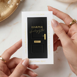Luxury Real Estate Black Door Professional Photo Foil Business Cards