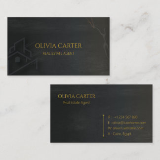 Luxury Real Estate Black & Gold Business Card Desi