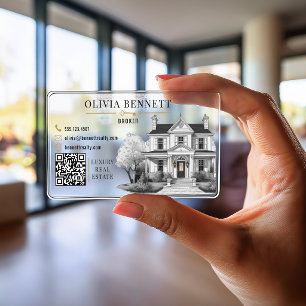 Luxury Real Estate Broker Black Door House Clear Business Cards