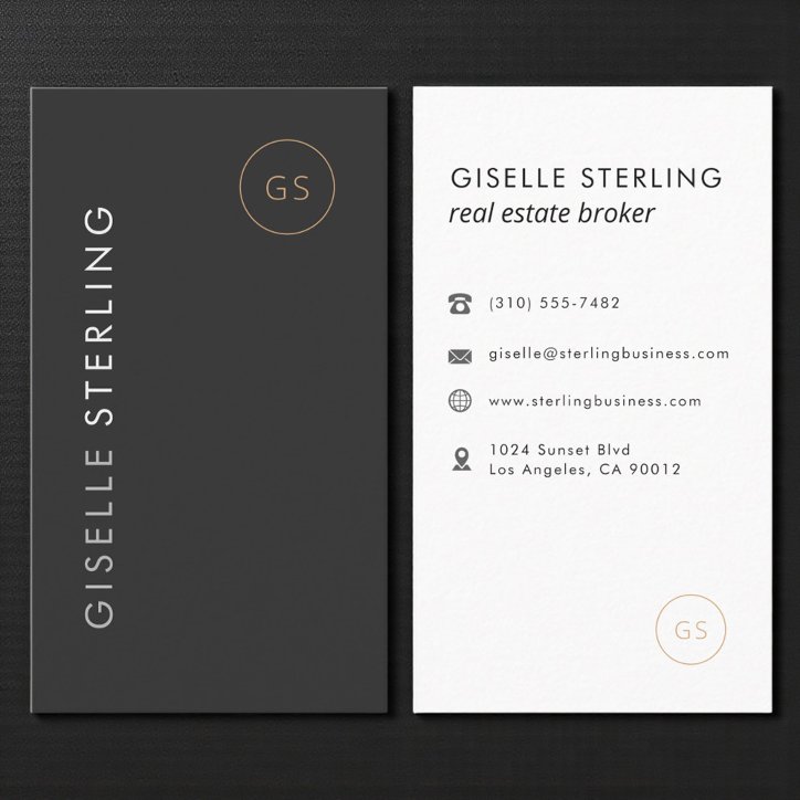 Luxury Real Estate Broker Black Gold Elegant Business Card