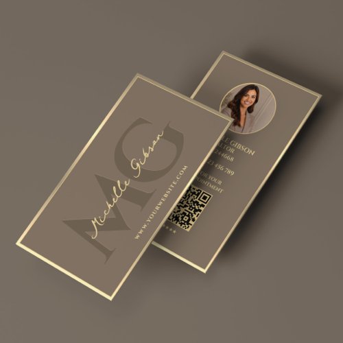Luxury Real Estate Broker Branding Taupe Faux Gold Business Card