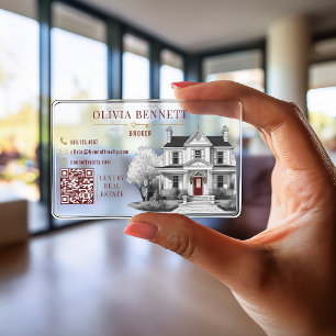 Luxury Real Estate Broker Oxblood House Clear Business Cards
