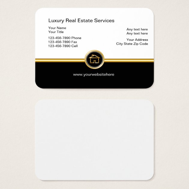 Luxury Real Estate Business Cards Zazzle   Luxury Real Estate Business Cards R5697c3a97d9342a4a27a2983f45f401e K00sm 630 