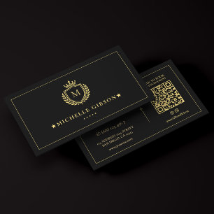 Luxury Real Estate Monogram Crest Crown Frame Business Card
