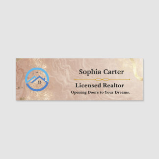Luxury Real Estate Realtor Name Tag | Marble look