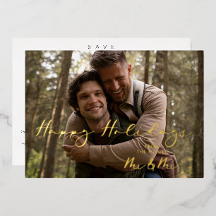 Luxury Real Golden Future Mr & Mr Christmas Couple Foil Holiday Card