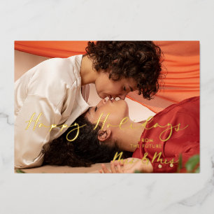 Luxury Real Golden Future Mrs & Mrs Christmas Foil Holiday Card