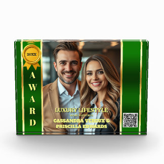 Luxury realtor achievement green gold photo year acrylic award