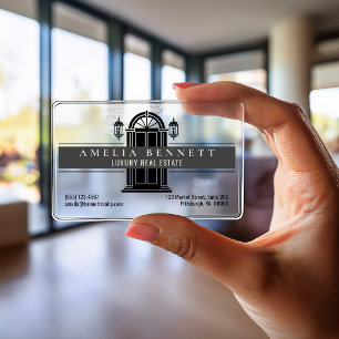 Luxury Realtor Black Architectural Doorway Clear Business Cards