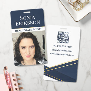 Luxury Realtor Business Card Navy Gold Badge