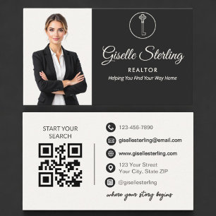 Luxury Realtor Neutral Photo QR Code Business Card