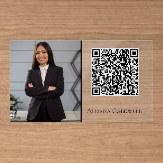 Luxury Realtor Photo Business Card QR Code Clear Business Cards