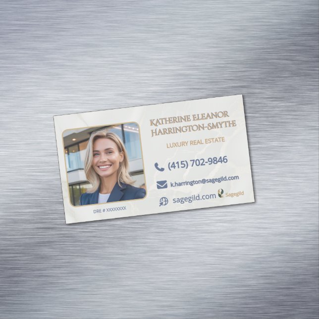 Luxury Realtor Photo Magnet—Call, Email, Visit Business Card Magnet (In Situ)