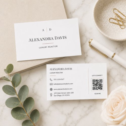Luxury Realtor QR Code Minimal Business Card