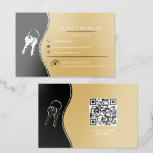 Luxury Realtor QR Code Raised Spot UV Business Card