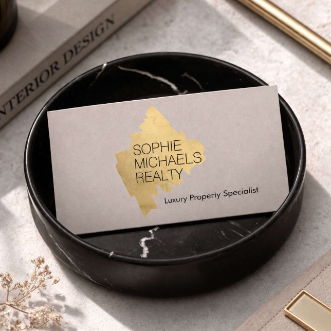 Luxury Realtor Real Estate Gold Modern  Business Card (Creator Uploaded)